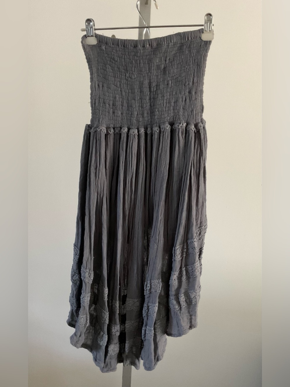 Jen's Pirate Booty Gray Layered Asymmetrical Gauze skirt and crop top - Picture 5 of 12